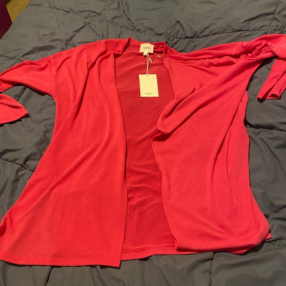 ANDREE BY UNIT Bold Dark Pink Open-Front Cardigan